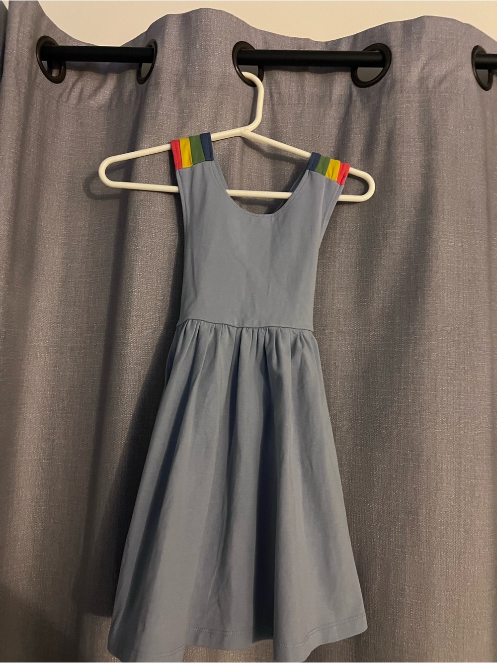 Hanna Andersson Sky Blue Sundress with Rainbow-Strap Details